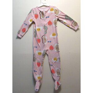 Carters Pink Toddler Footed Pajama Food Print Size 5/5A Fleece Girl Warm Winter